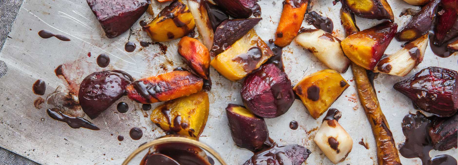 roasted vegetables in a pan