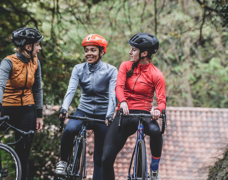 Woman chatting on cycle ride