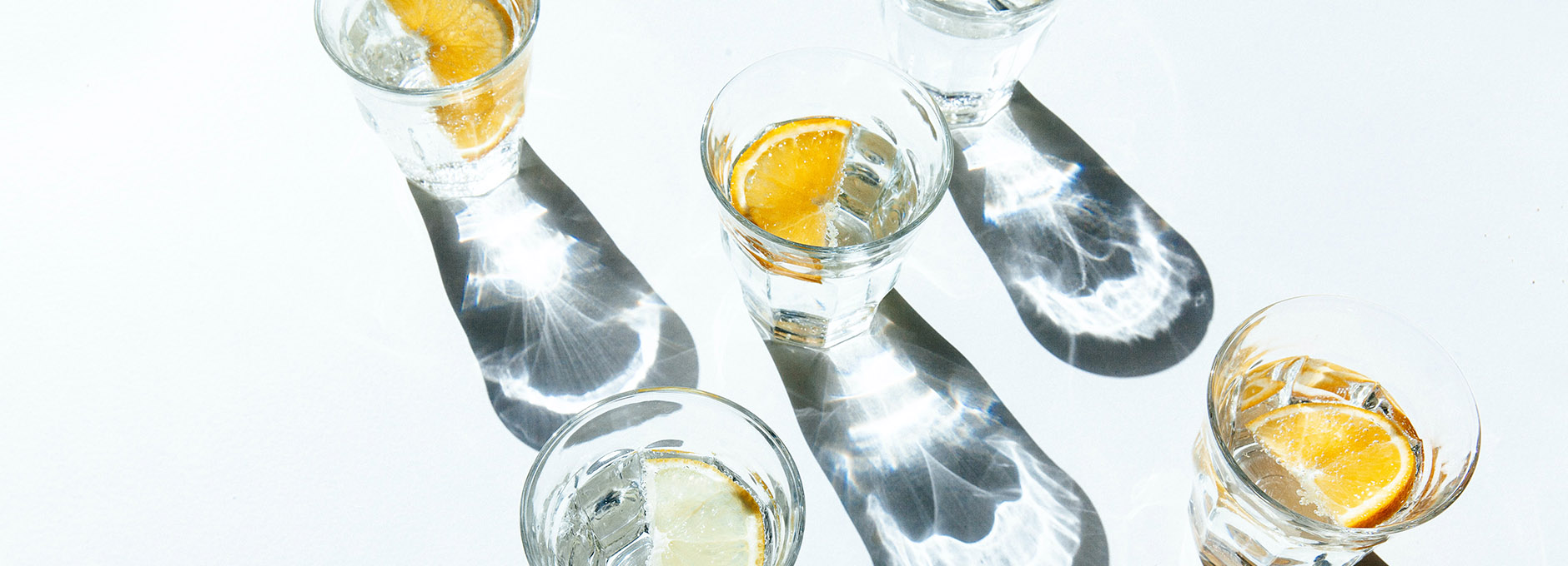 Water in glasses with lemon slices